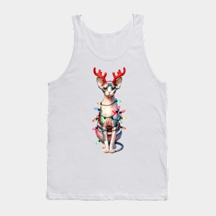 Christmas Red Nose Sphynx Cat Tank Top